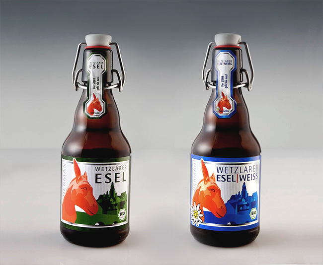 Ein Stilmix aus traditionellem Brauerei-Etikett und moderner Illustration - beliebt bei Jung und Alt.
